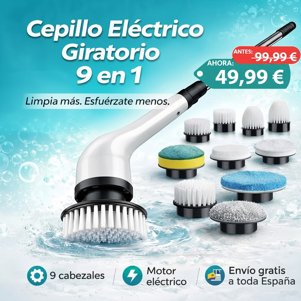 Cepillo Eléctrico Giratorio 9 en 1 con 9 cabezales — oferta 49,99 €