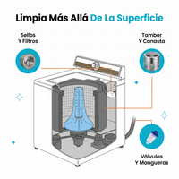 Zonas de la lavadora que limpia LavaPuro