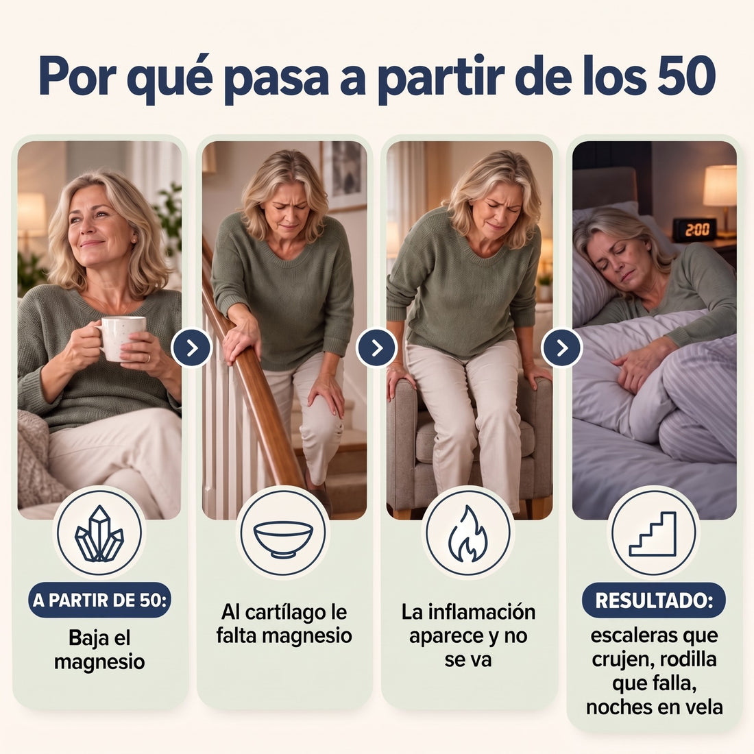 Por qué pasa a partir de los 50: baja el magnesio y la articulación se inflama