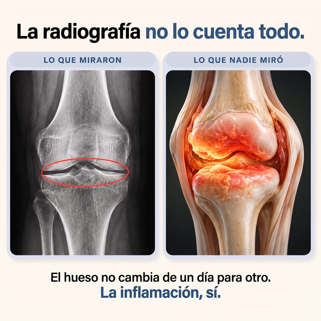 La radiografía no lo cuenta todo: la inflamación es lo que cambia de un día para otro