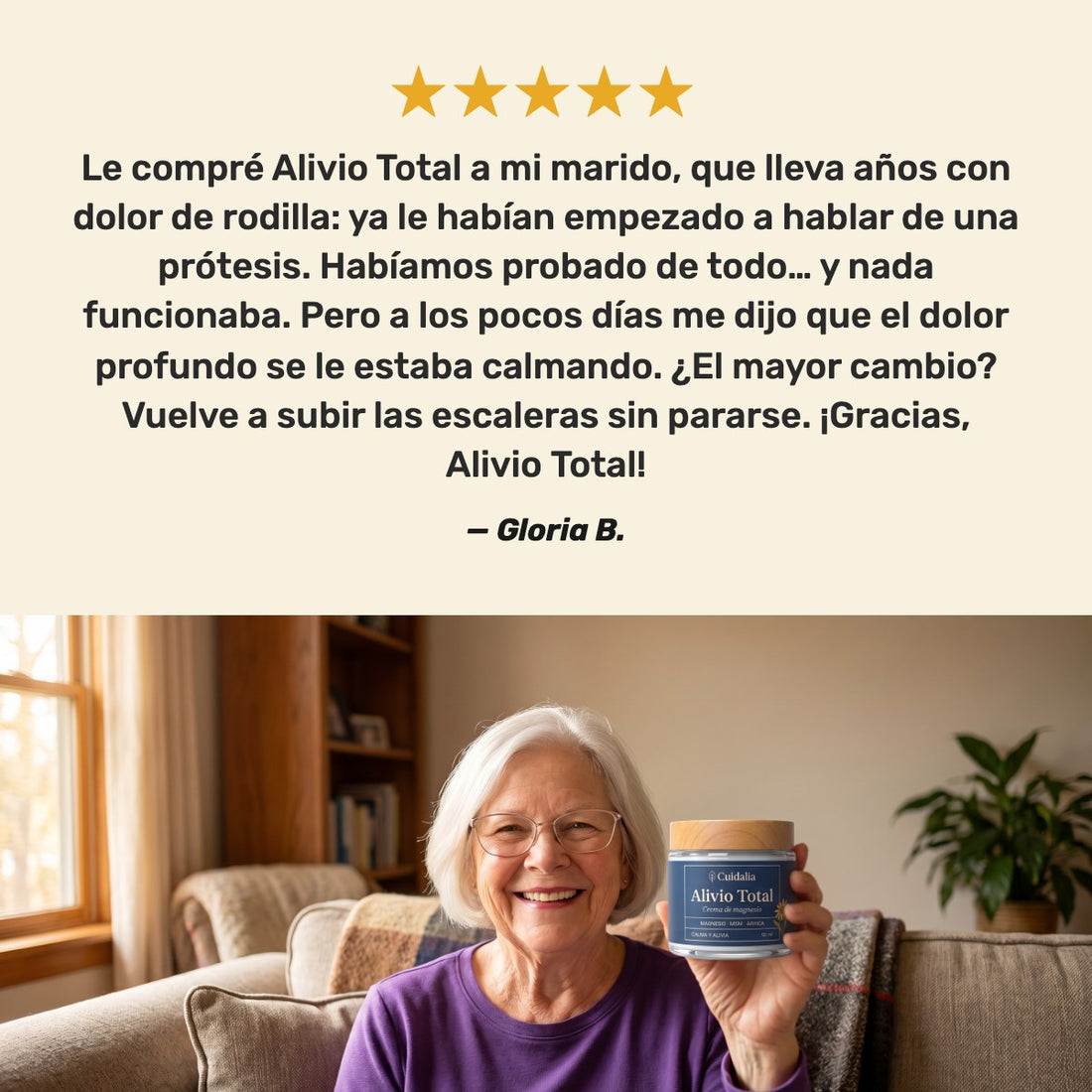 Opinión de Gloria B. con Alivio Total